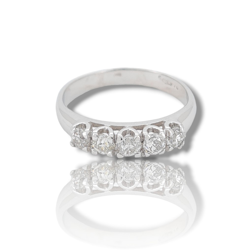 White gold eternity ring k18 with 5 diamonds (code P2199)